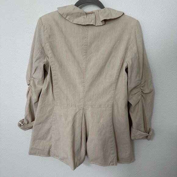Alice + Olivia Women's Linen Blend Ruffle Blazer Jacket Size Medium - Picture 12 of 16